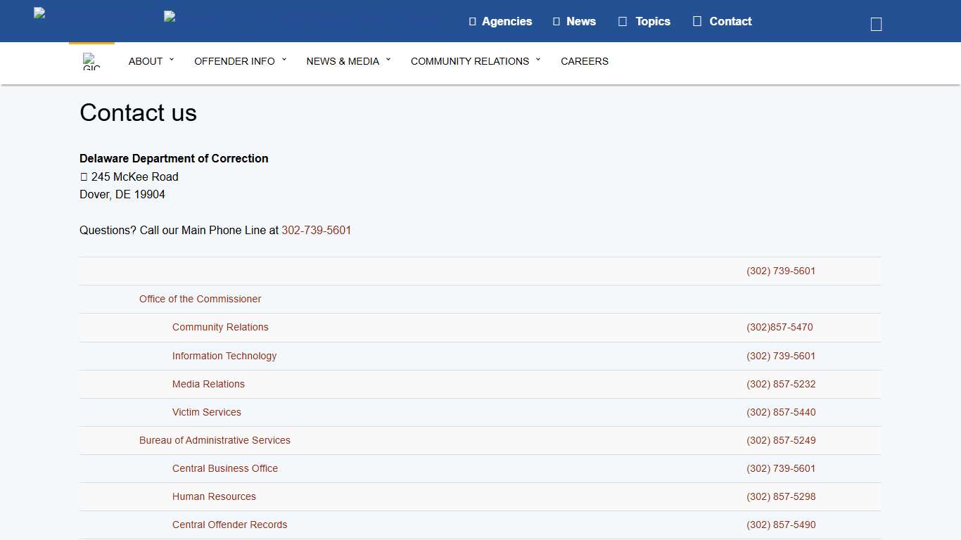 Contact us - Department of Correction - State of Delaware