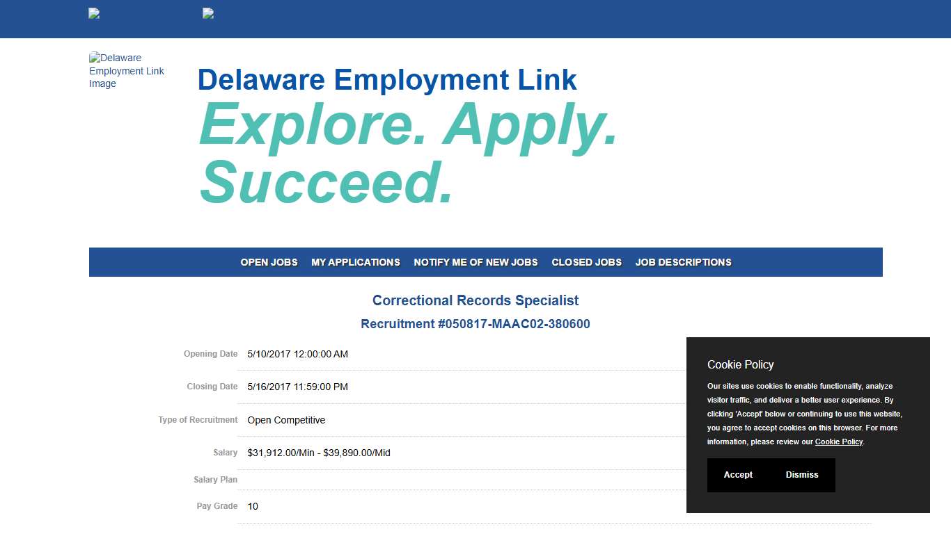 Correctional Records Specialist - State of Delaware